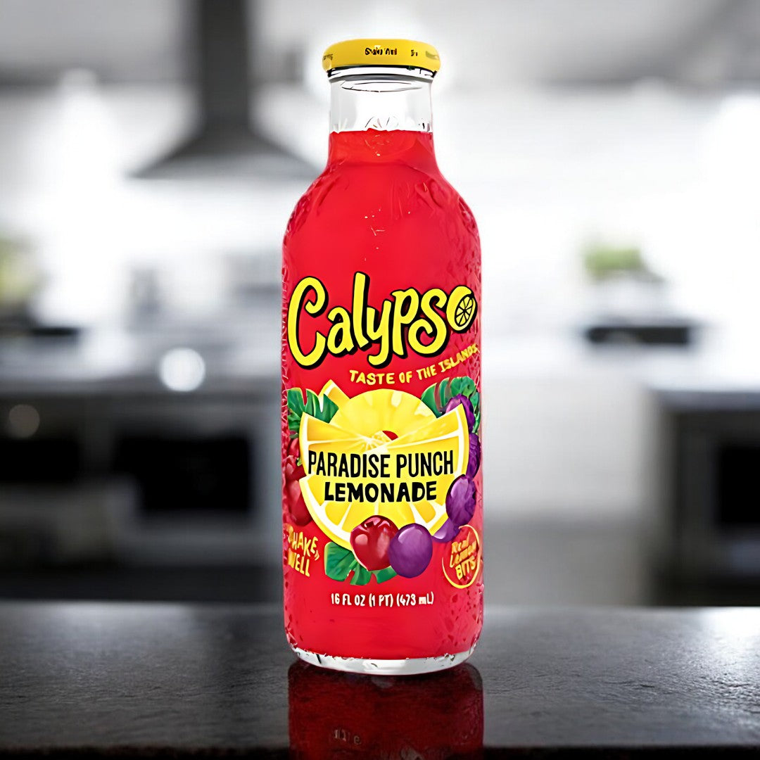 Calypso Paradise Punch Limonade in der knalligen Farbe rot, findest du in unserem Candyshop!