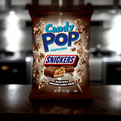 Die 28g Packung Candy Pop Popcorn Snickers ist der perfekte Mix aus knusprigem Popcorn und dem unwiderstehlichen Geschmack von Snickers! 