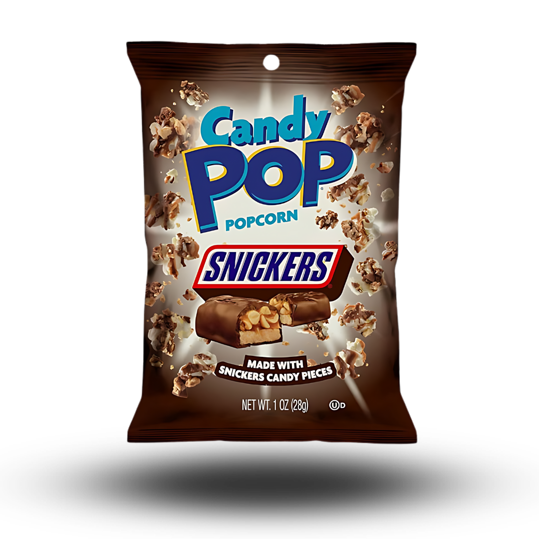 Die 28g Packung Candy Pop Popcorn Snickers ist der perfekte Mix aus knusprigem Popcorn und dem unwiderstehlichen Geschmack von Snickers! 