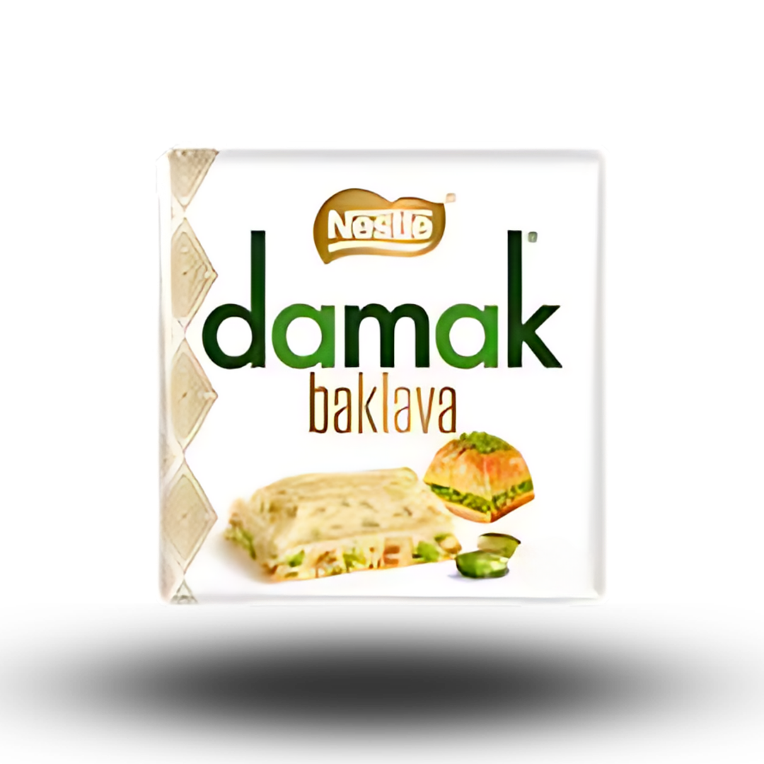 Damak Baklava 60g  Knusprige Filoteigblätter gefüllt mit aromatischen Nüssen, köstlichem Sirup und feinem Honig - ein Stück Orient für Zuhause!