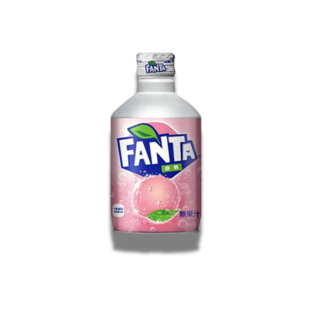 Fanta White Peach Japan in einer 300ml Flasche, eine limitierte Erfrischung mit dem Geschmack weißer Pfirsiche.