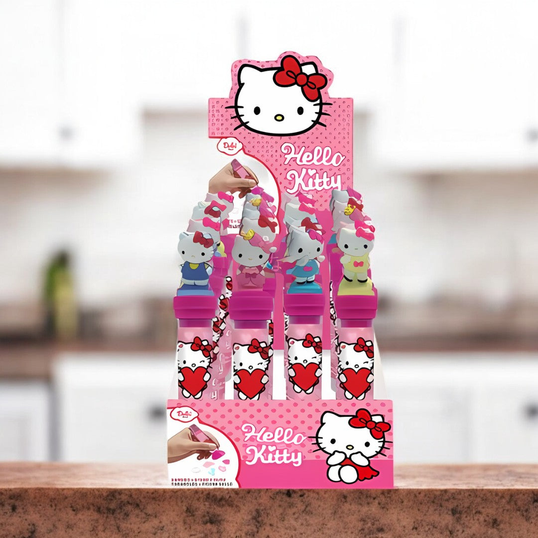 Hello Kitty Stamps with Candy 8g, eine Packung mit niedlichen Hello Kitty Stempeln und leckeren Bonbons.