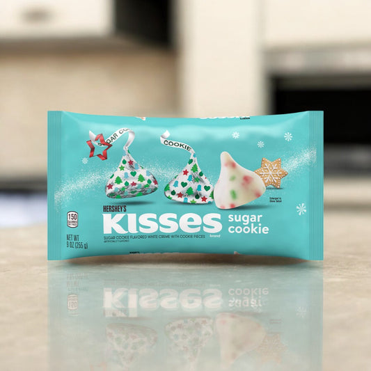 Hershey's Kisses Sugar Cookie 43g, weiße Schokolade mit bunten Streuseln, inspiriert von Zuckerkeksen.