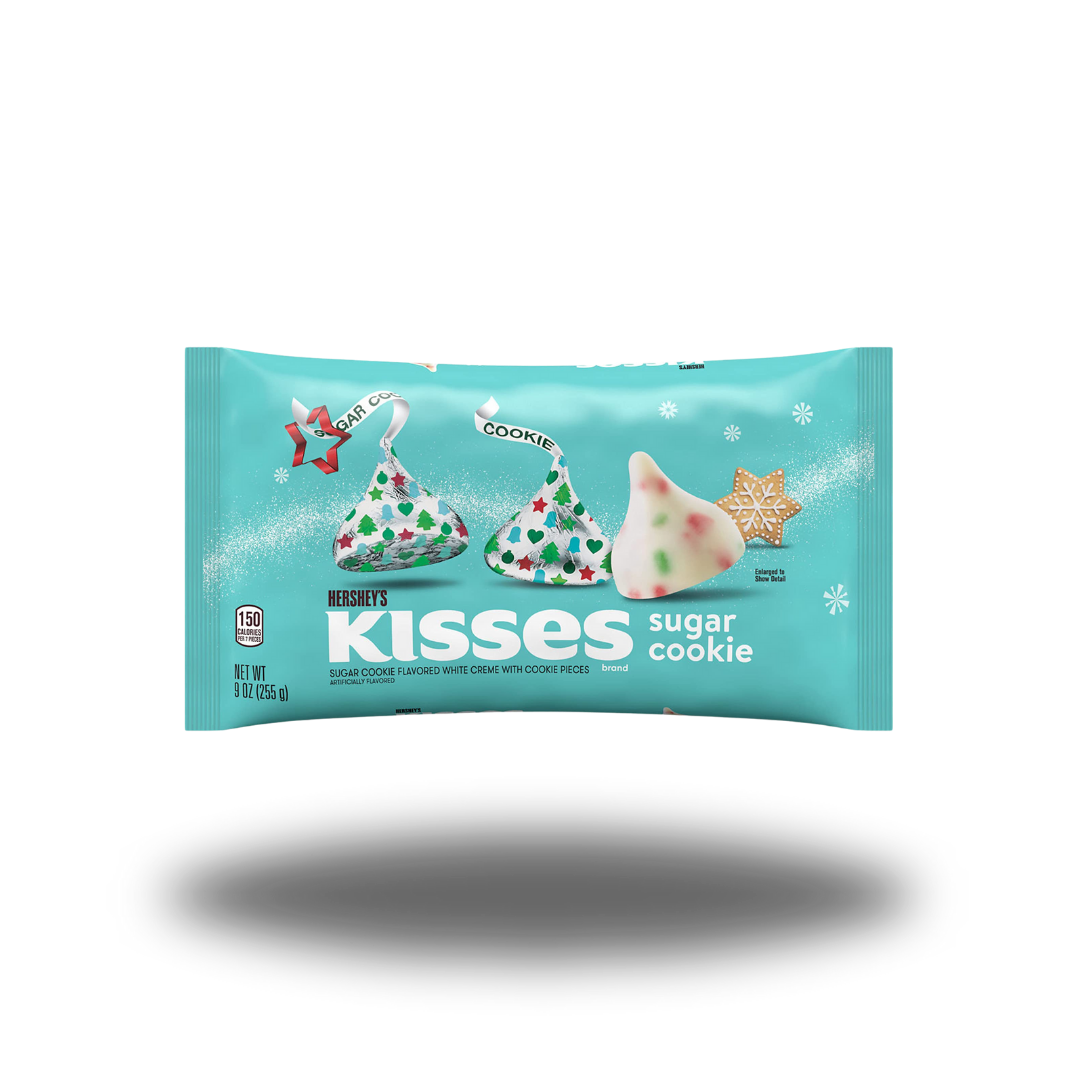 Hershey's Kisses Sugar Cookie 43g, weiße Schokolade mit bunten Streuseln, inspiriert von Zuckerkeksen.