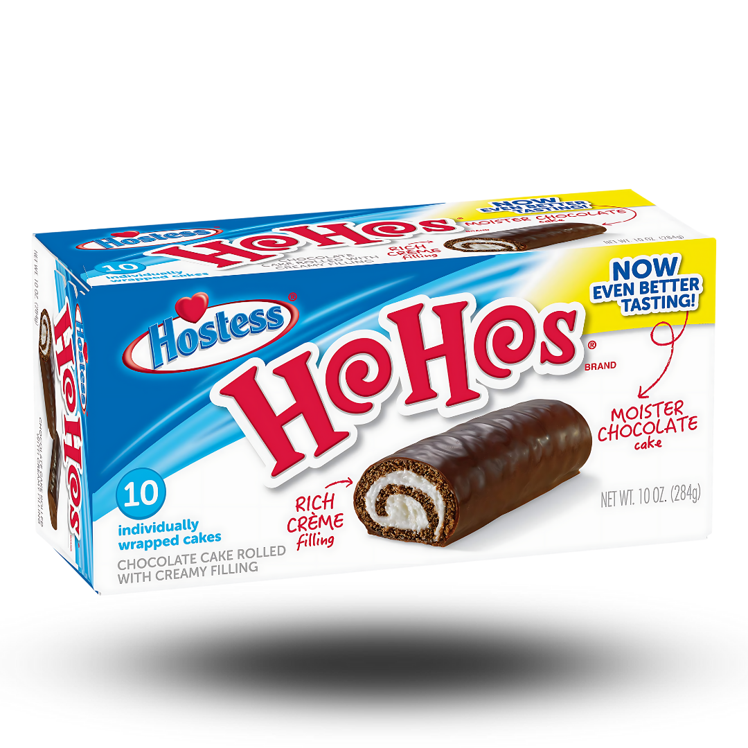 Hostess HoHos 284g  Bist du bereit für ein echtes Schoko-Abenteuer? Mit Hostess Ho-Hos erlebst du eine unvergleichliche Kombination aus fluffigem Teig, cremiger Füllung und einer köstlichen Schokoladenglasur! Diese schokoladigen Rollen sind der perfekte Snack für jede Gelegenheit und machen jeden Moment besonders.