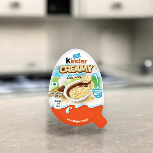 Kinder Creamy Milky & Crunchy 19g Riegel mit cremiger Milchfüllung und knusprigen Waffelstückchen – idealer Snack für zwischendurch.