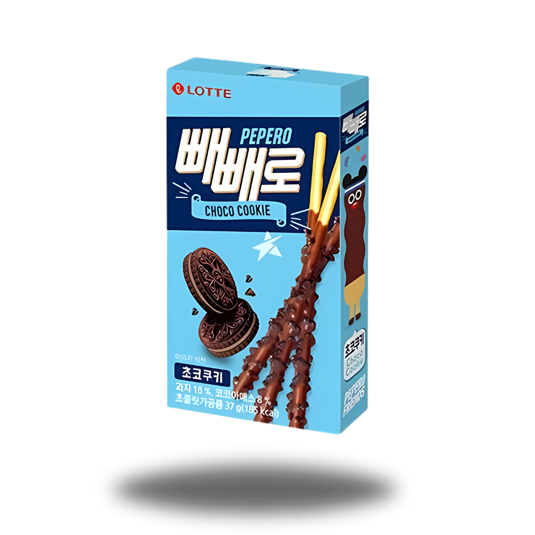 Lotte Pepero Choco Cookies Sticks 37g, Kekssticks in Schokolade mit knusprigen Keksstückchen.