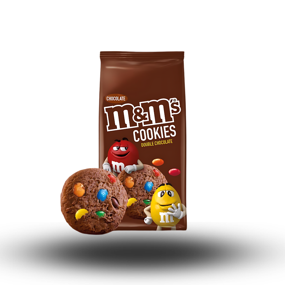 M&M´s Cookie 180g  Diese knusprigen Kekse sind vollgepackt mit bunten M&M's, die für eine farbenfrohe und schokoladige Geschmacksexplosion bei jedem Bissen sorgen. Perfekt zum Teilen mit Freunden, zum Knabbern zwischendurch oder als krönender Abschluss eines jeden Desserts. Probiere jetzt die unwiderstehliche Kombination aus knusprigem Keks und bunten Schokolinsen!