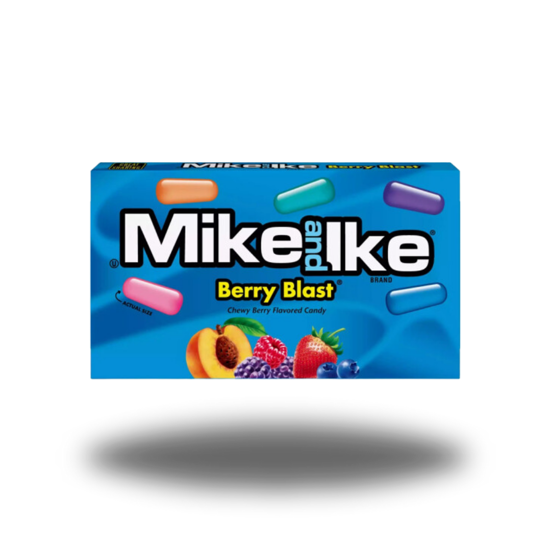 Mike & Ike Berry Blast 141g, kaubare Fruchtbonbons mit verschiedenen Beeren-Geschmacksrichtungen.