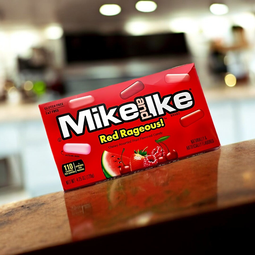 Mike and Ike Red Rageousr 120g  Fruchtige Kaubonbon-Explosion für deine Geschmacksknospen!&nbsp;Diese bunten Leckerbissen vereinen fünf fruchtige Freuden in einem: Erdbeere, Himbeere, Wassermelone, Fruchtpunsch und Kirsche. 