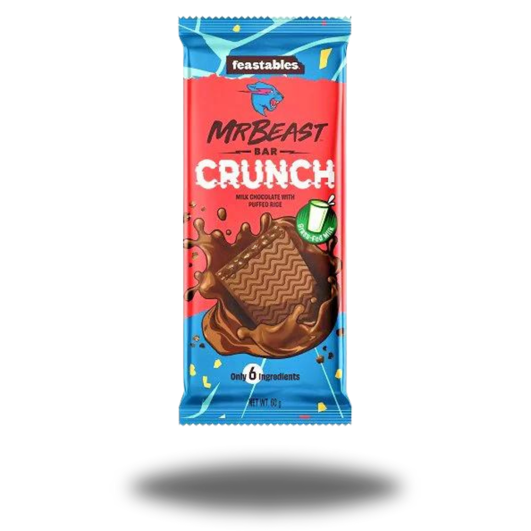 Mr. Beast Crunch Bar 60g, knuspriger Schokoladenriegel mit Keksstückchen für ein unwiderstehliches Geschmackserlebnis.