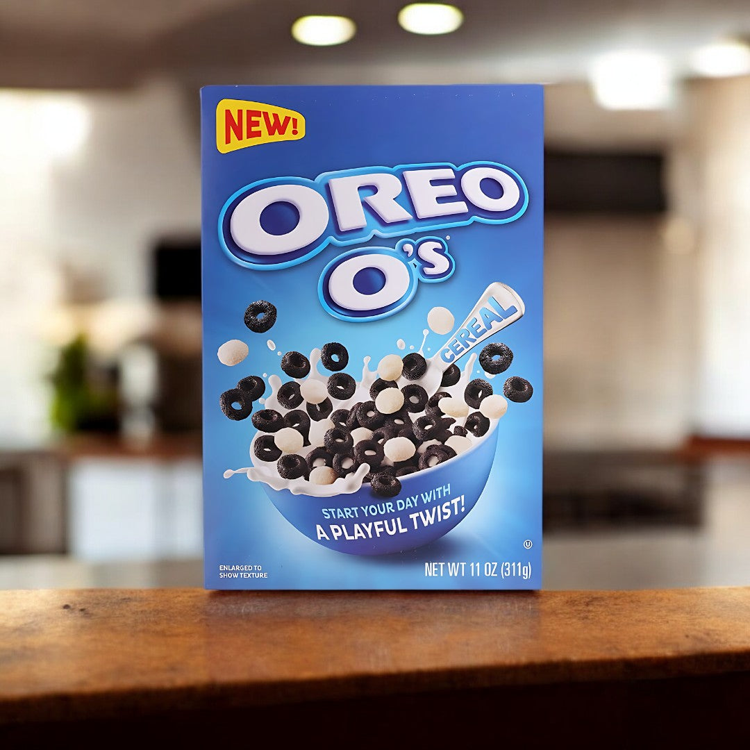 Oreo Cereal Kellogs 320g  Diese knusprigen Flocken vereinen den unverwechselbaren Geschmack von Oreo mit der Süße von Milch – so wird jedes Frühstück zum reinsten Genuss