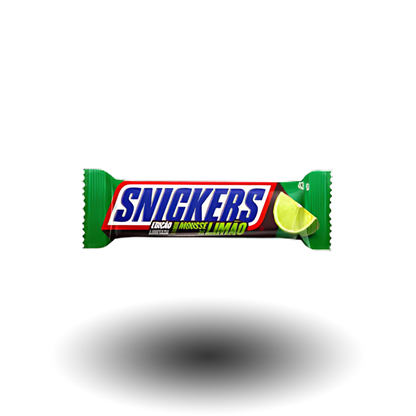 Snickers Limette 42g Riegel, mit einer spritzigen Limetten-Creme, knackigen Erdnüssen und Karamell, umhüllt von Schokolade.