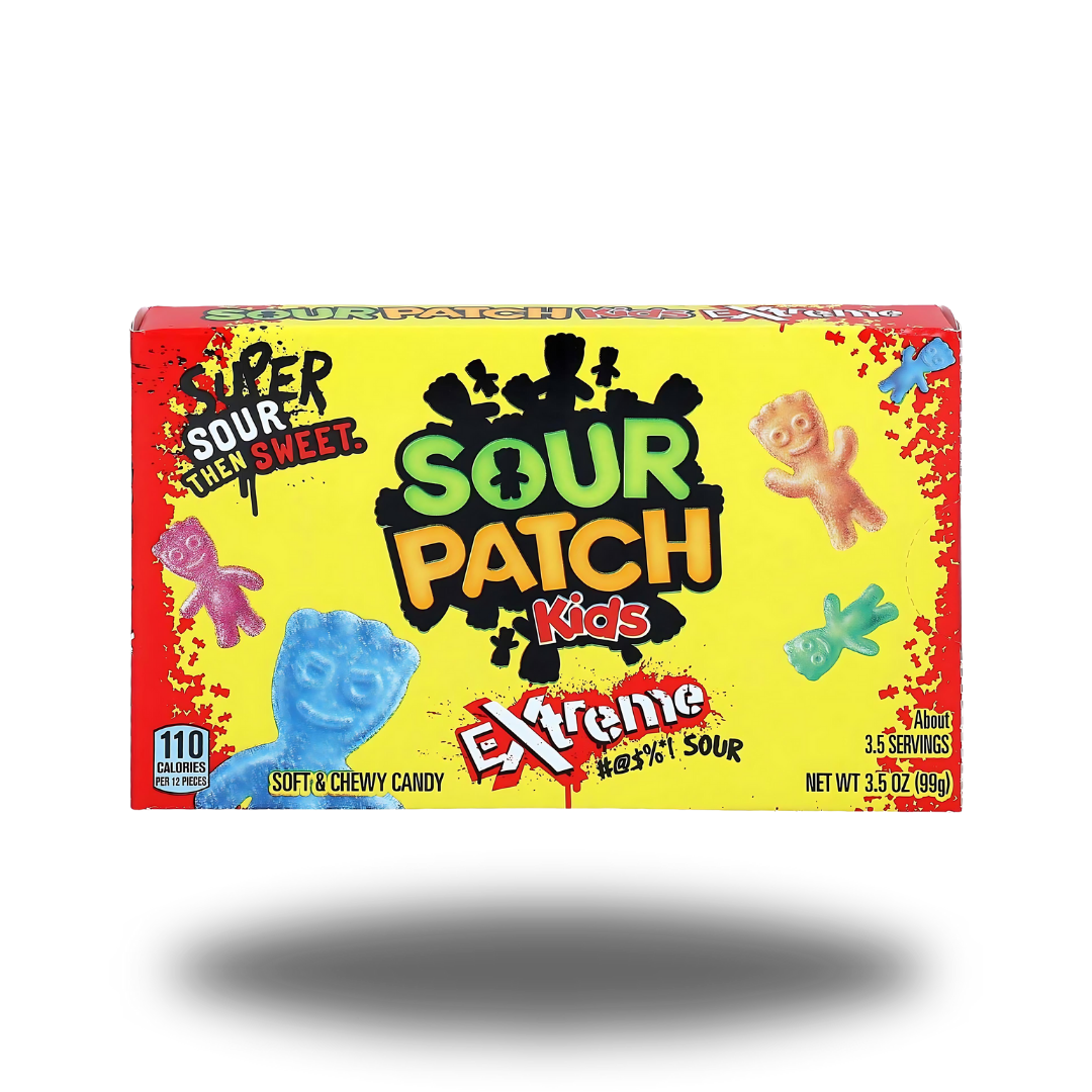 Sour Patch Kids Extreme Sour 99g, extrem saure Fruchtgummis in verschiedenen Geschmacksrichtungen.