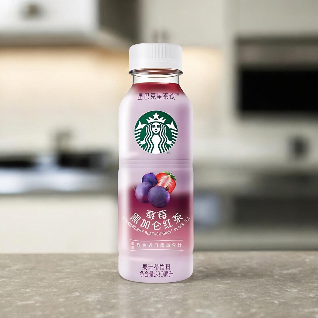 Starbucks Strawberry Black Currant Tea Asia 330ml, Erdbeer- und Johannisbeere-Teegetränk.