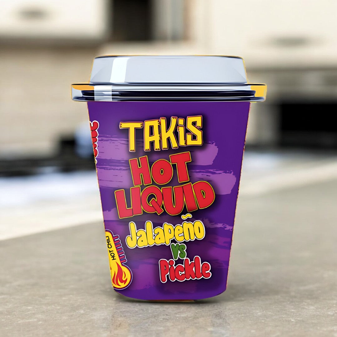 Takis Hot Liquid Jalapeno vs. Pickle 300ml, würziges Getränk mit Jalapeño- und Gurkengeschmack.