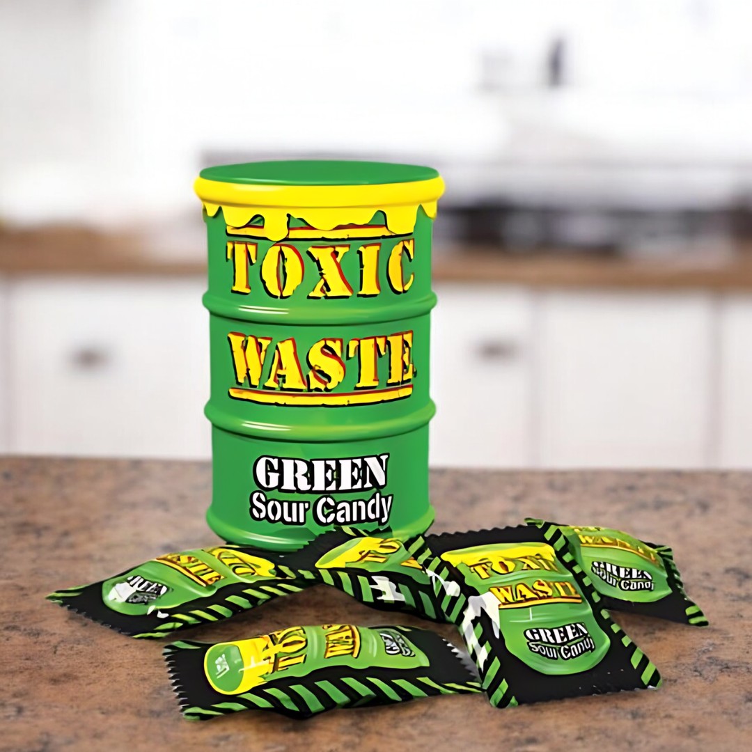 Toxic Waste Green Sour Candy 42g, extrem saure grüne Bonbons.