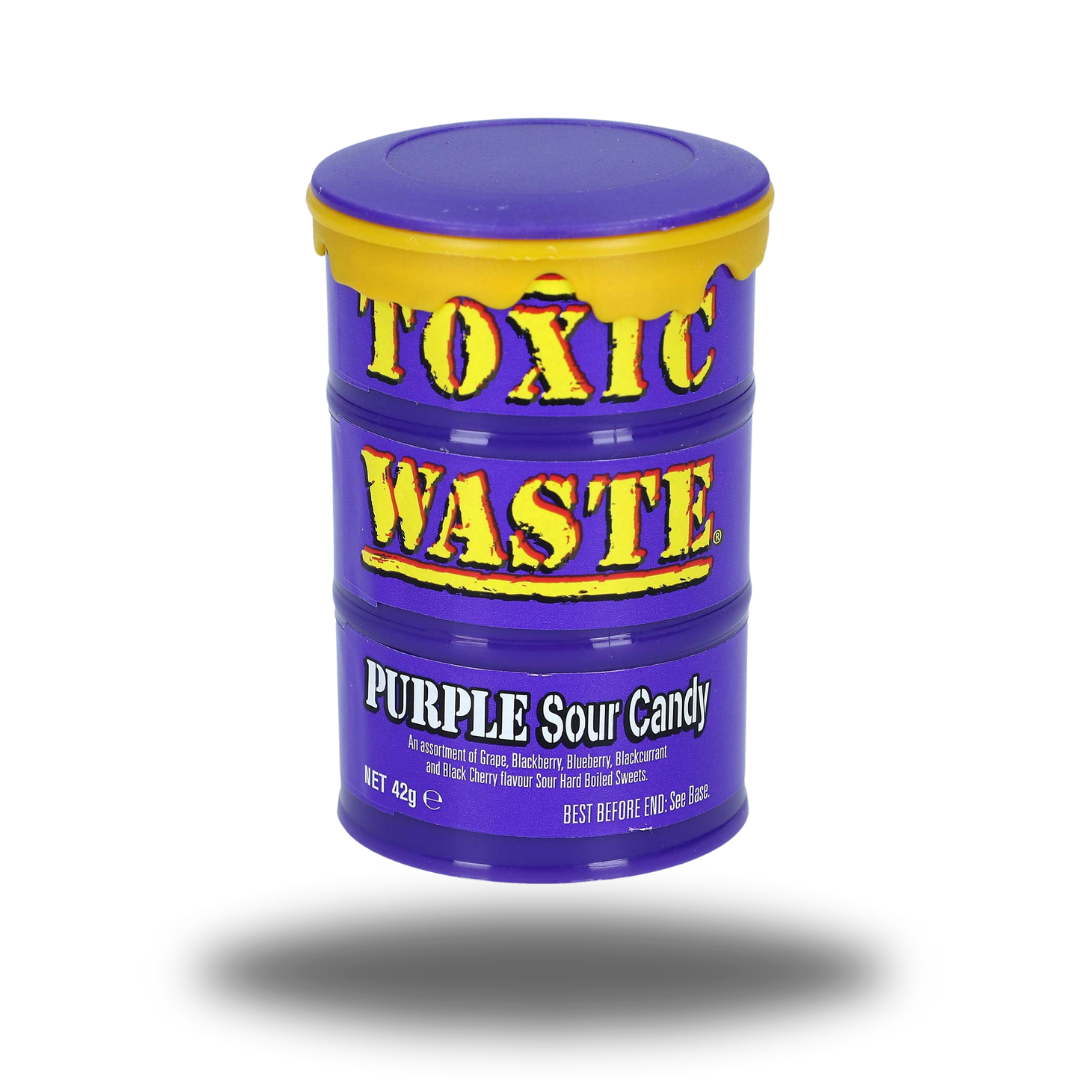 Toxic Waste Purple Sour Candy 42g, extrem saure lila Bonbons.