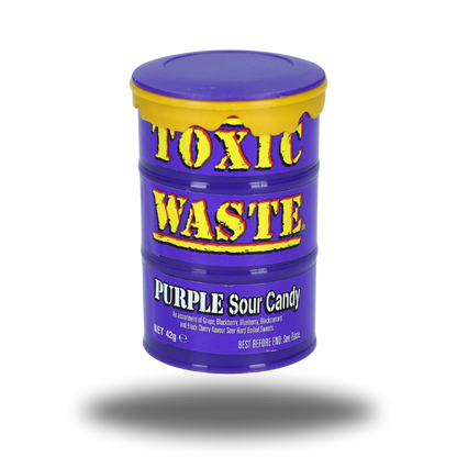 Toxic Waste Purple Sour Candy 42g, extrem saure lila Bonbons.