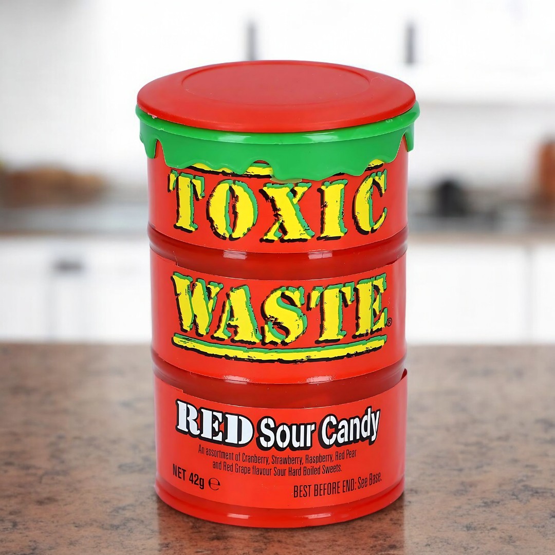 Toxic Waste Red Sour Candy 42g, extrem saure rote Bonbons.