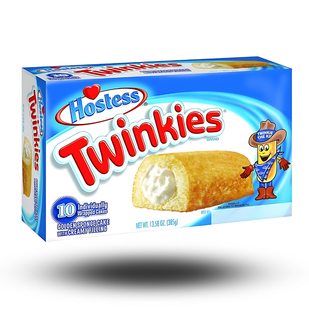 Hostess Twinkies 385g  Bist du bereit für eine süße Zeitreise? Mit den Hostess Twinkies Original holst du dir den ultimativen Kult-Snack direkt nach Hause! Diese fluffigen Kuchenrollen mit ihrer unwiderstehlich cremigen Füllung sind der perfekte Begleiter für jede Gelegenheit.