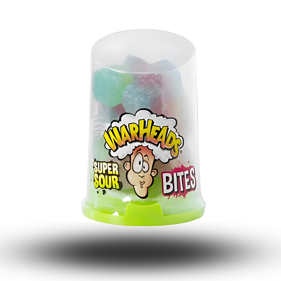 Warheads Bites 80g  Bist du bereit für den intensivsten Geschmackskick aller Zeiten? Warheads Bites sind hier, um deine Geschmacksknospen in eine wilde Achterbahnfahrt zu schicken! Diese kleinen Bissen sind vollgepackt mit einer explosiven Mischung aus sauren und süßen Aromen, die dich garantiert umhauen werden.