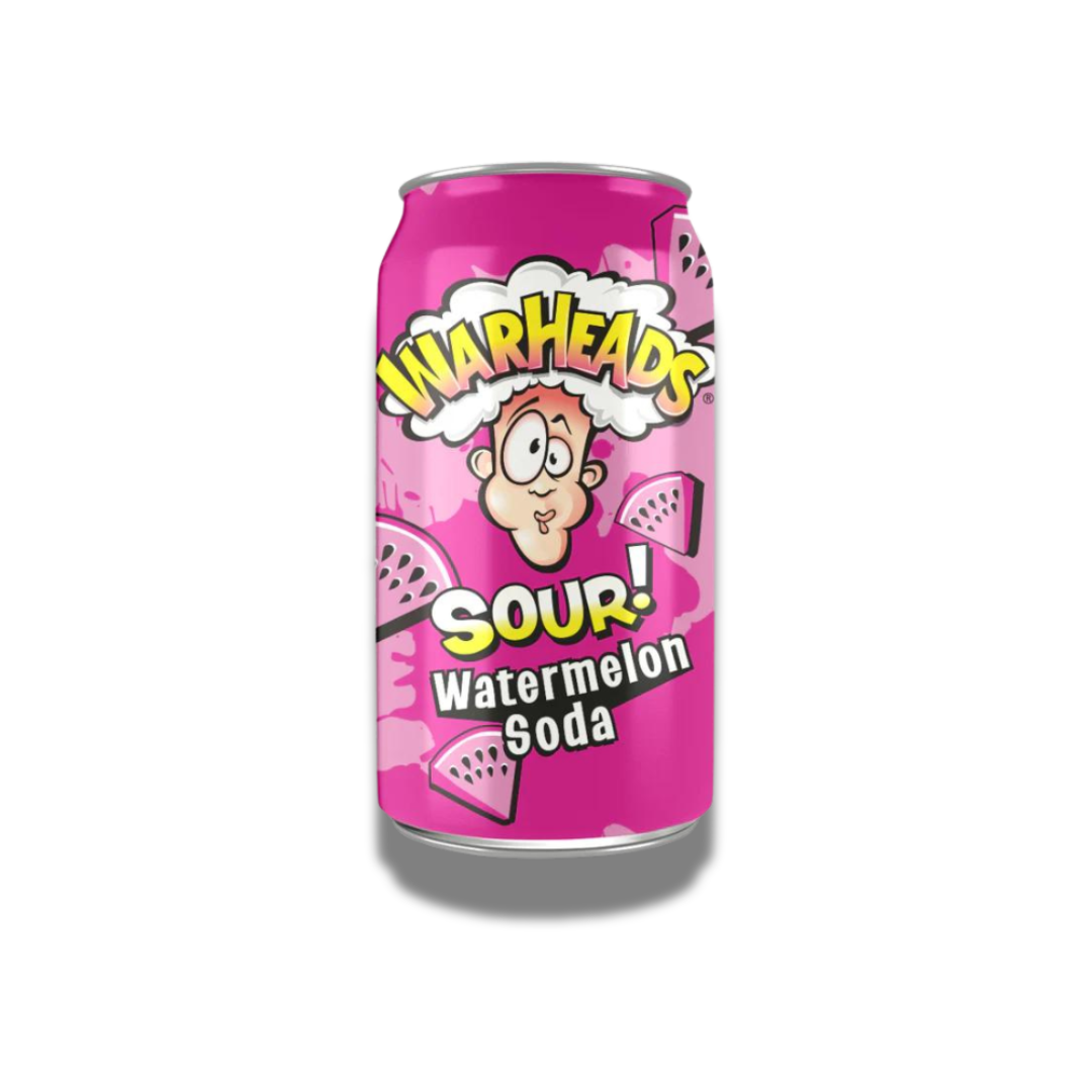 Warheads Watermelon Soda 355ml, spritzige Limonade mit dem intensiven, fruchtigen Geschmack von Wassermelonen für ein einzigartiges und erfrischendes Geschmackserlebnis.