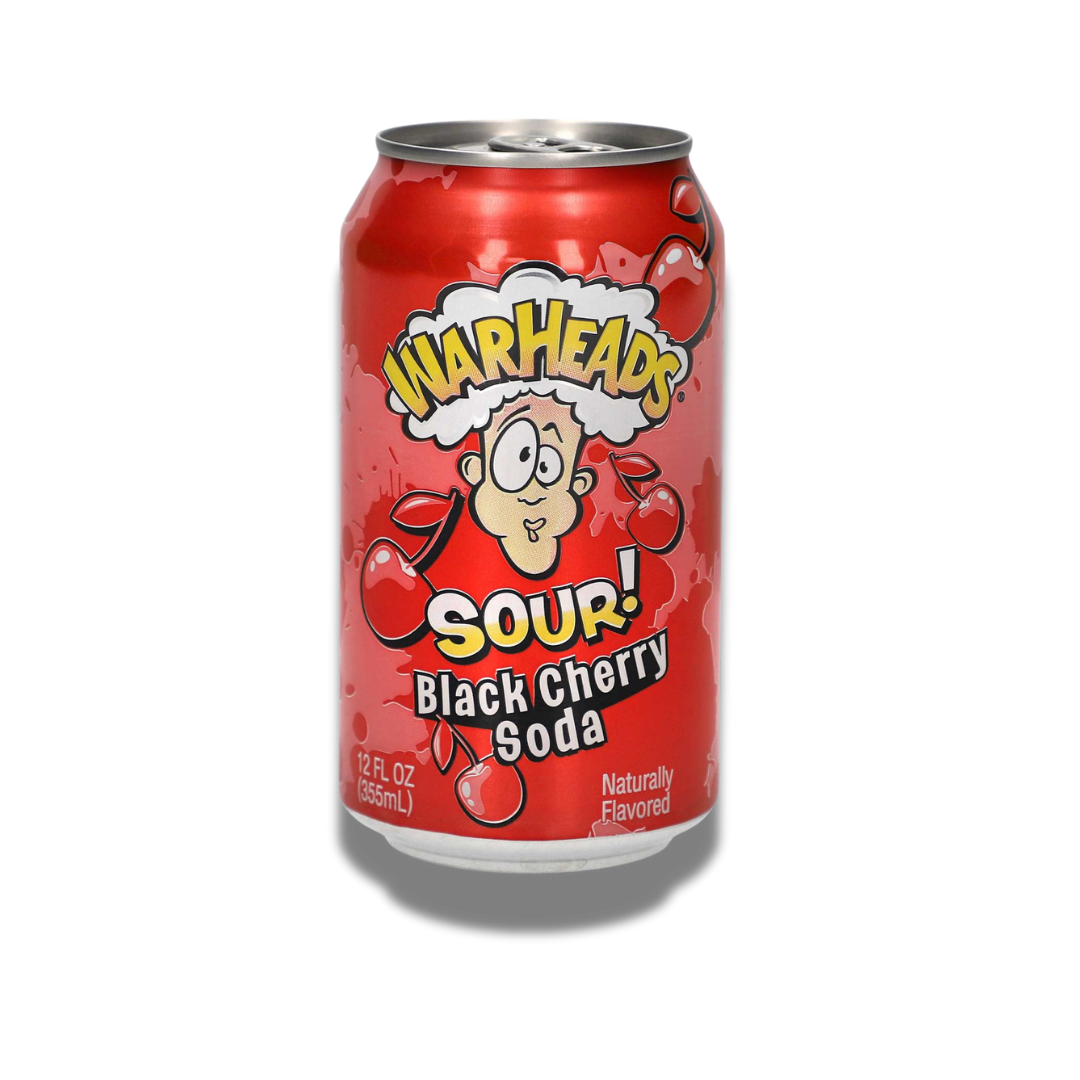 Warheads Black Cherry Soda 355ml, erfrischende Limonade mit schwarzer Kirsche und saurem Kick, für ein besonderes Geschmackserlebnis.