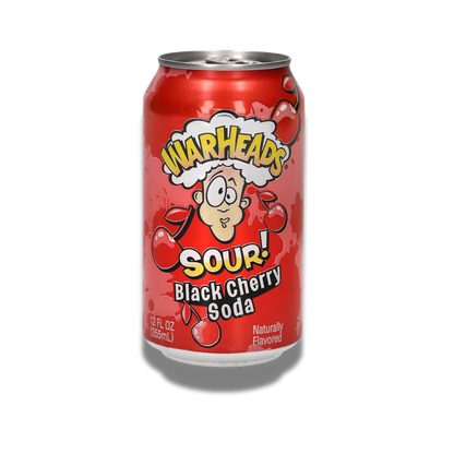 Warheads Black Cherry Soda 355ml, erfrischende Limonade mit schwarzer Kirsche und saurem Kick, für ein besonderes Geschmackserlebnis.