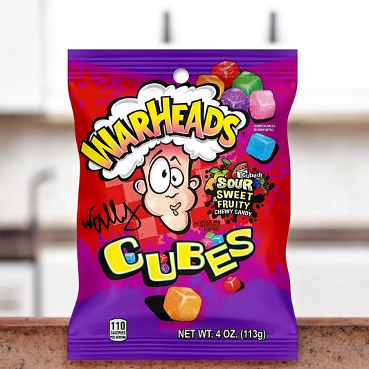 Warheads Cubes Sour Sweet & Fruity 141g, Kaubonbons mit einer aufregenden Mischung aus süßen, fruchtigen und extrem sauren Geschmacksrichtungen.