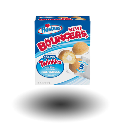 Hostess Bouncers - Glazed Twinkies: Kleine, glasierte Twinkie-Happen mit weichem Kuchen und cremiger Füllung, ideal für unterwegs.